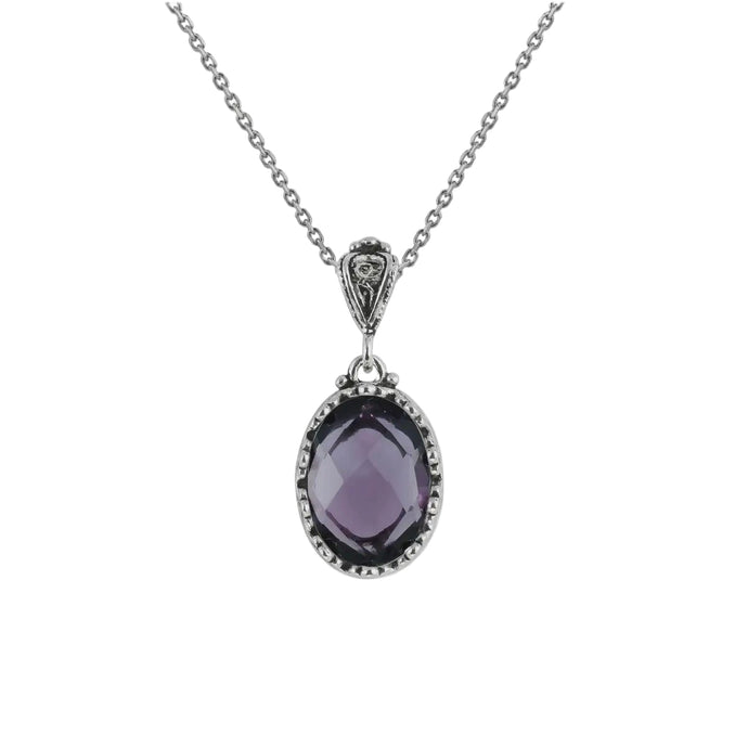 Amethyst Gemstone Pendant Necklace with 925 Sterling Silver Chain #1
