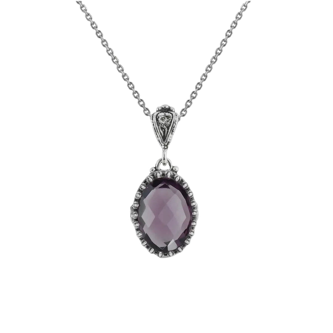 Amethyst Gemstone Pendant Necklace with 925 Sterling Silver Filigree Detailed Chain #2