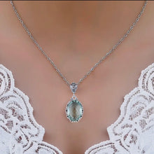 Aquamarine Gemstone Pendant Necklace with 925 Sterling Silver 