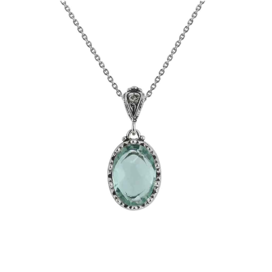 Aquamarine Gemstone Pendant Necklace with 925 Sterling Silver Chain