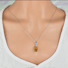 Citrine Gemstone Pendant Necklace with 925 Sterling Silver Chain