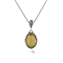 Citrine Gemstone Pendant Necklace with 925 Sterling Silver Chain