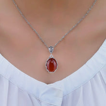 Carnelian Gemstone Pendant Necklace with 925 Sterling Silver Chain