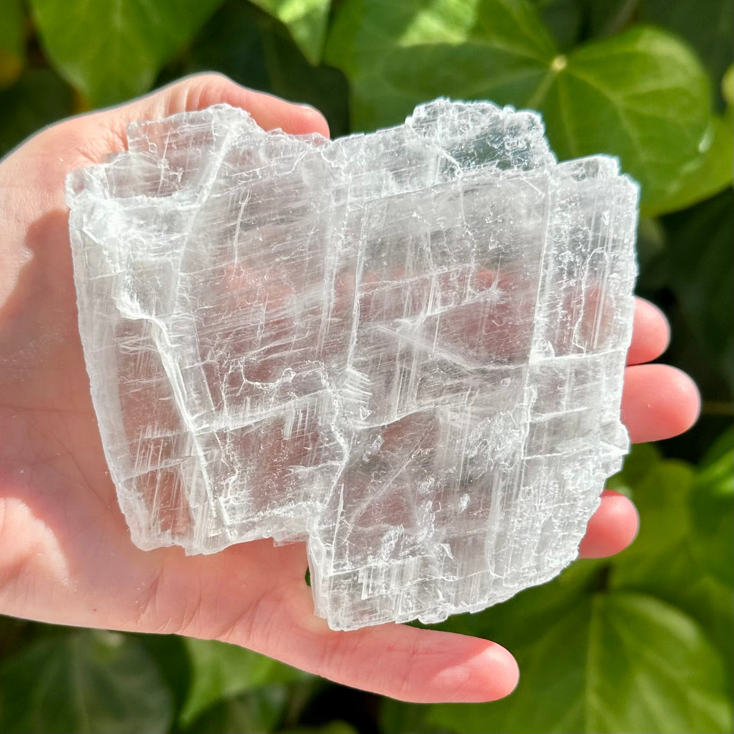 selenite, selenite raw, glitter mountain selenite, mindful mystic crystals
