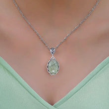 Prehnite Gemstone Pendant Necklace with 925 Sterling Silver Chain