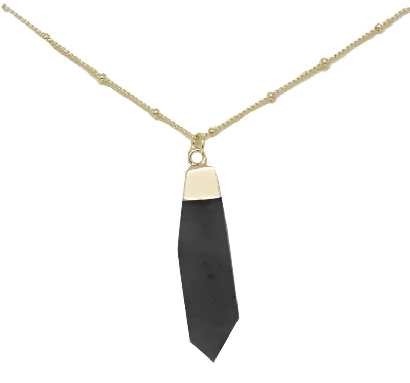 Black Onyx & Gold Pendant Necklace