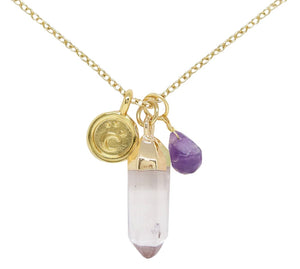 Amethyst & Gold Charm Necklace
