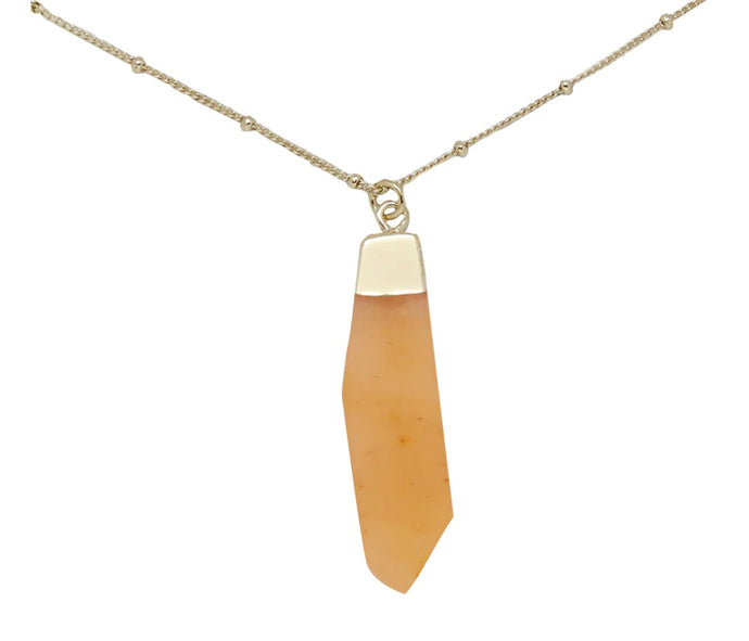 Orange Aventurine & Gold Pendant Necklace